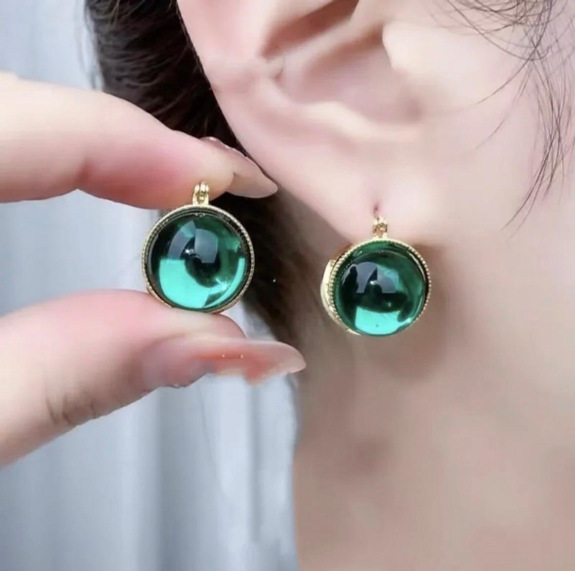 Green stone beutiful earrings