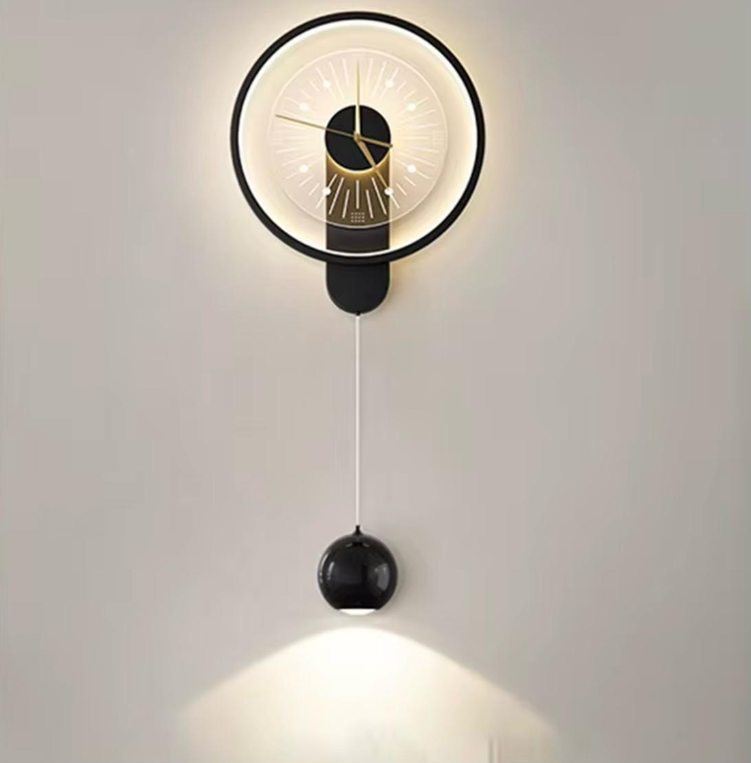 led nordic wall clock with attached light